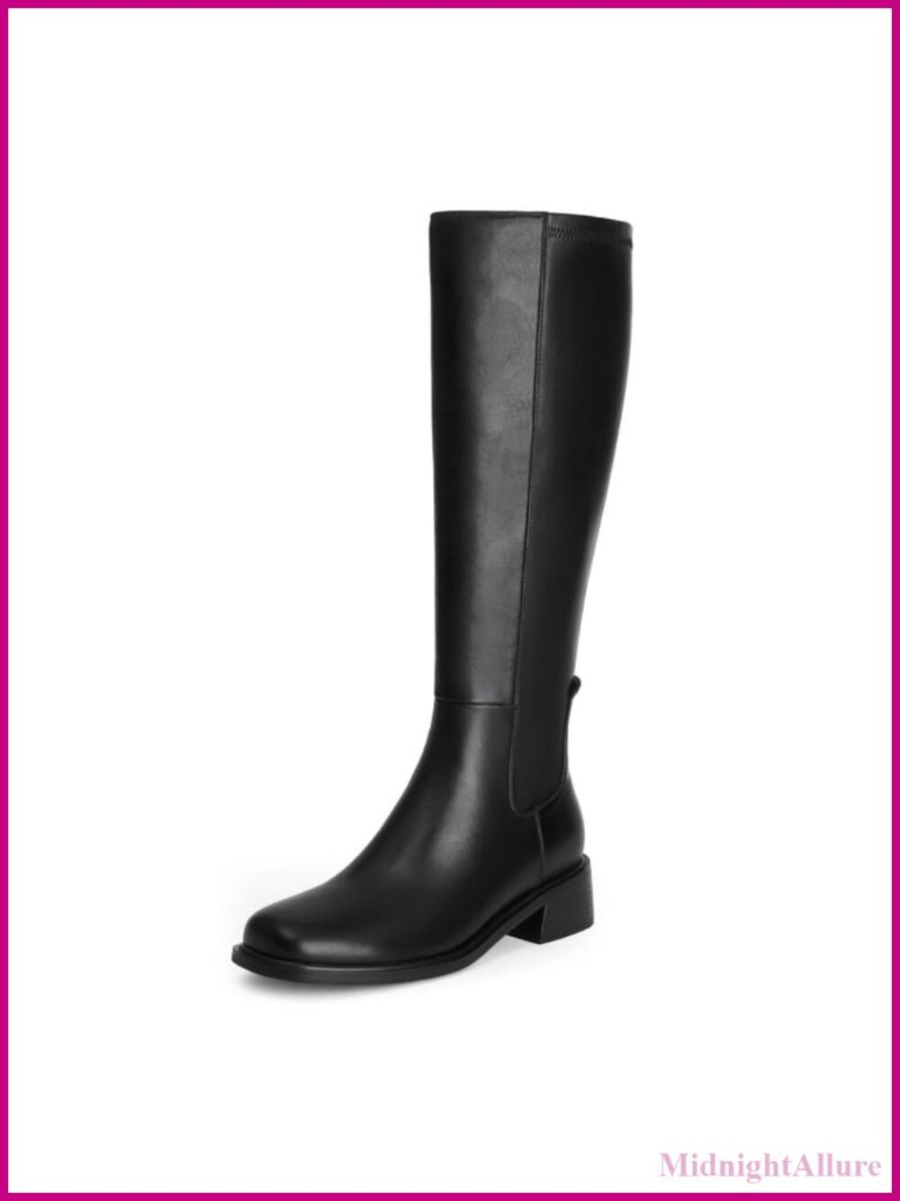 Knee High Boots Low Heel Faux Leather Square Toe Women's Tall Boots